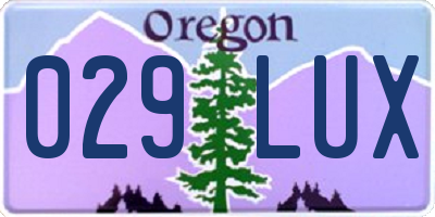 OR license plate 029LUX