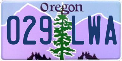OR license plate 029LWA