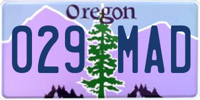OR license plate 029MAD