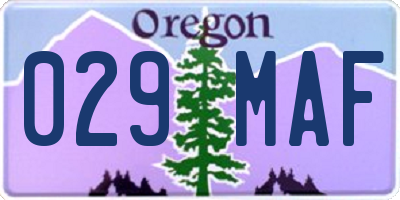 OR license plate 029MAF