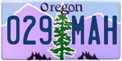 OR license plate 029MAH