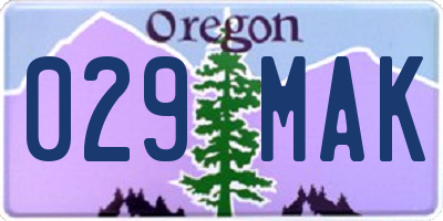 OR license plate 029MAK