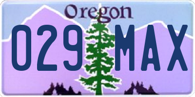 OR license plate 029MAX