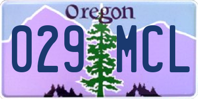 OR license plate 029MCL