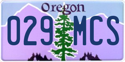 OR license plate 029MCS