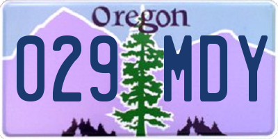 OR license plate 029MDY