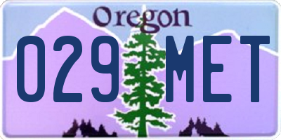 OR license plate 029MET