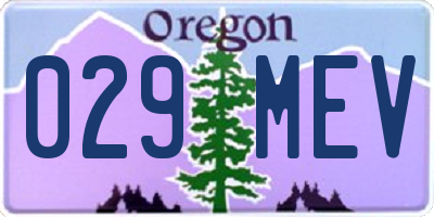 OR license plate 029MEV