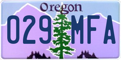 OR license plate 029MFA