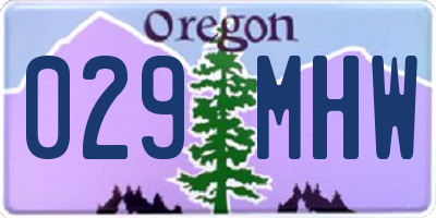 OR license plate 029MHW
