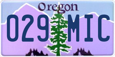 OR license plate 029MIC