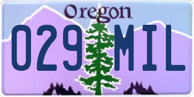 OR license plate 029MIL
