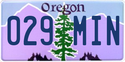 OR license plate 029MIN