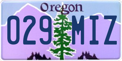 OR license plate 029MIZ