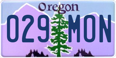 OR license plate 029MON