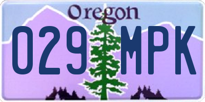 OR license plate 029MPK