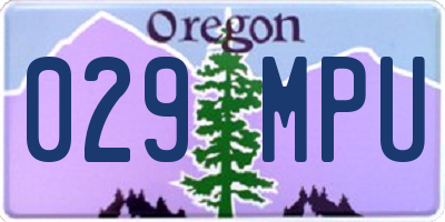 OR license plate 029MPU