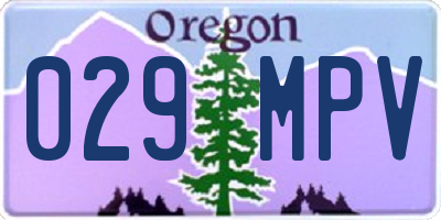 OR license plate 029MPV