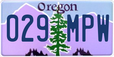 OR license plate 029MPW