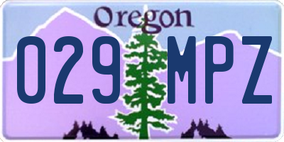 OR license plate 029MPZ