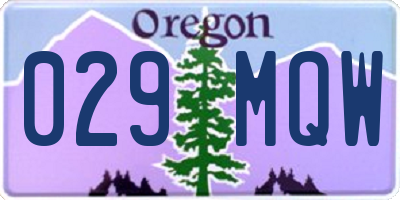 OR license plate 029MQW