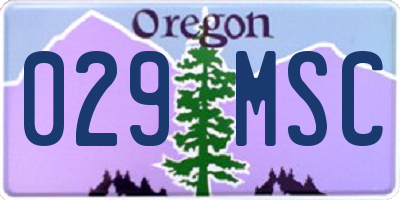 OR license plate 029MSC