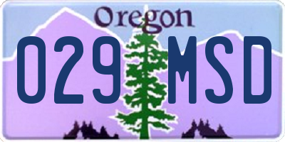 OR license plate 029MSD