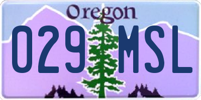 OR license plate 029MSL