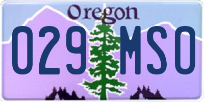 OR license plate 029MSO