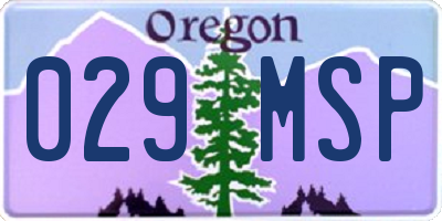 OR license plate 029MSP
