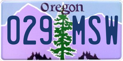 OR license plate 029MSW