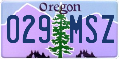 OR license plate 029MSZ