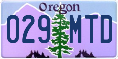 OR license plate 029MTD