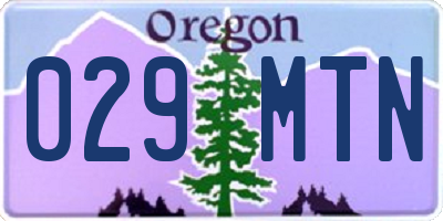 OR license plate 029MTN