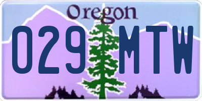 OR license plate 029MTW