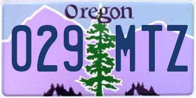OR license plate 029MTZ