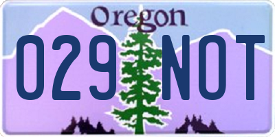OR license plate 029NOT