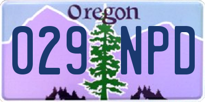 OR license plate 029NPD