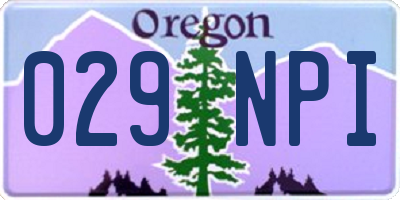 OR license plate 029NPI
