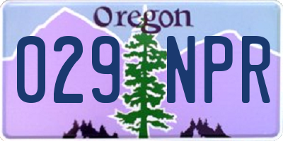 OR license plate 029NPR