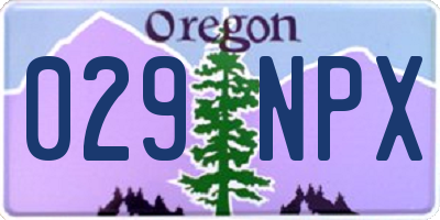 OR license plate 029NPX