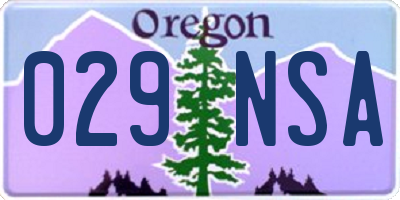 OR license plate 029NSA