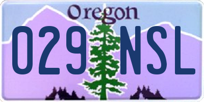 OR license plate 029NSL