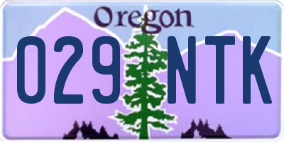 OR license plate 029NTK