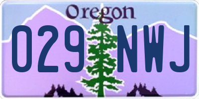OR license plate 029NWJ