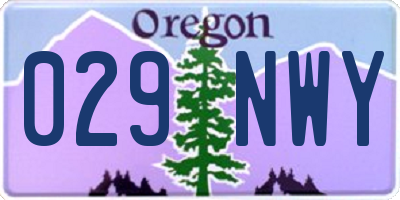 OR license plate 029NWY