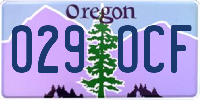 OR license plate 029OCF