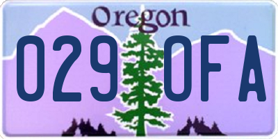 OR license plate 029OFA