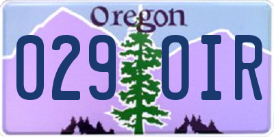 OR license plate 029OIR