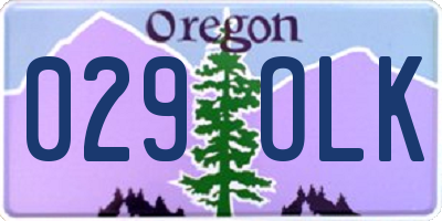 OR license plate 029OLK